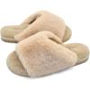 imageCOFACE Womens Fuzzy Slides Fluff Faux Fur House Slippers Open Toe Slip On Soft Memory Foam Slippers with Arch Support Indoor OutdoorClearance