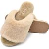 imageCOFACE Womens Fuzzy Slides Fluff Faux Fur House Slippers Open Toe Slip On Soft Memory Foam Slippers with Arch Support Indoor OutdoorClearance
