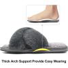 imageCOFACE Womens Fuzzy Slides Fluffy Faux Fur House Slippers Open Toe Slip On Soft Memory Foam Slippers with Arch Support Indoor Outdoor Grey Size 8Clearance