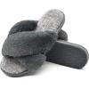 imageCOFACE Womens Fuzzy Slides Fluffy Faux Fur House Slippers Open Toe Slip On Soft Memory Foam Slippers with Arch Support Indoor Outdoor Grey Size 8Clearance