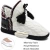 imageCOFACE WomensWoolKnitIndoorBootiesSlippersHouseShoesforWomen Memory Foam Ladies Warm Winter House Slipper Boots Anti Slip Soft Plush Fur Lining Slip On Slippers Ankle High Boots Socks Indoor