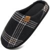 imageCOFACE Unisex Mens Womens Cozy Memory Foam Scuff Slippers Casual Slip On Warm House Shoes IndoorOutdoor Felt Sandal Slippers With Arch Support Rubber Sole Size 415Plaid Black