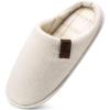 imageCOFACE Unisex Mens Womens Cozy Memory Foam Scuff Slippers Casual Slip On Warm House Shoes IndoorOutdoor Felt Sandal Slippers With Arch Support Rubber Sole Size 415Beige White