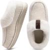 imageCOFACE Womens Arch Support Memory Foam House Slippers Ladies Warm Fuzzy Faux Fur Collar Winter Moccasin Shoes with Orthotic Plantar Fasciitis Indoor Outdoor Hard Rubber Sole Beige Size 9