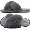 imageCOFACE Womens Fuzzy Slides Fluffy Faux Fur House Slippers Open Toe Slip On Soft Memory Foam Slippers with Arch Support Indoor Outdoor Grey Size 8Clearance