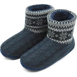 imageCOFACE MensSlipperBootsCottonKnittedHouseShoesforMen Cozy Warm Fur Lining Gents House Ankle Boots Slipper Memory Foam Men Winter Bedroom Slippers Bootie Shoes Indoor Black Size 3948
