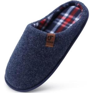 imageCOFACE Unisex Mens Womens Cozy Memory Foam Scuff Slippers Casual Slip On Warm House Shoes IndoorOutdoor Felt Sandal Slippers With Arch Support Rubber Sole Size 415Dark Blue