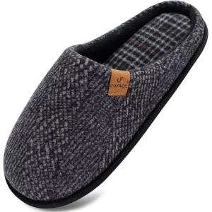 imageCOFACE Unisex Mens Womens Cozy Memory Foam Scuff Slippers Casual Slip On Warm House Shoes IndoorOutdoor Felt Sandal Slippers With Arch Support Rubber Sole Size 415Casual Black
