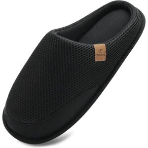 imageCOFACE Unisex Mens Womens Cozy Memory Foam Scuff Slippers Casual Slip On Warm House Shoes IndoorOutdoor Felt Sandal Slippers With Arch Support Rubber Sole Size 415Fashion Black