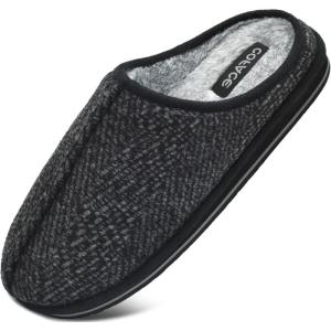 imageCOFACE Unisex Mens Womens Cozy Memory Foam Scuff Slippers Casual Slip On Warm House Shoes IndoorOutdoor Felt Sandal Slippers With Arch Support Rubber Sole Size 415New Black