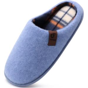 imageCOFACE Unisex Mens Womens Cozy Memory Foam Scuff Slippers Casual Slip On Warm House Shoes IndoorOutdoor Felt Sandal Slippers With Arch Support Rubber Sole Size 415Light Blue