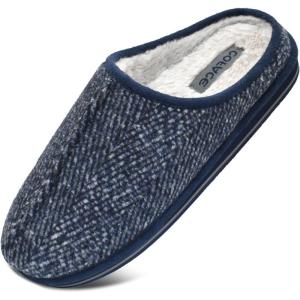 imageCOFACE Unisex Mens Womens Cozy Memory Foam Scuff Slippers Casual Slip On Warm House Shoes IndoorOutdoor Felt Sandal Slippers With Arch Support Rubber Sole Size 415New Blue