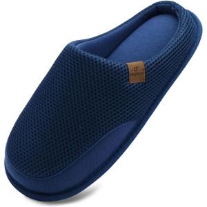 imageCOFACE Unisex Mens Womens Cozy Memory Foam Scuff Slippers Casual Slip On Warm House Shoes IndoorOutdoor Felt Sandal Slippers With Arch Support Rubber Sole Size 415Fashion Blue