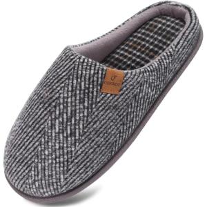 imageCOFACE Unisex Mens Womens Cozy Memory Foam Scuff Slippers Casual Slip On Warm House Shoes IndoorOutdoor Felt Sandal Slippers With Arch Support Rubber Sole Size 415Greyautumn