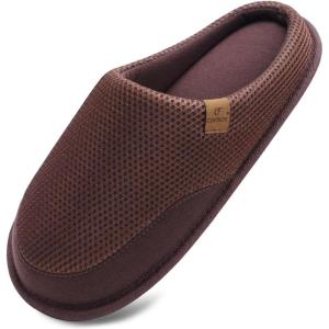 imageCOFACE Unisex Mens Womens Cozy Memory Foam Scuff Slippers Casual Slip On Warm House Shoes IndoorOutdoor Felt Sandal Slippers With Arch Support Rubber Sole Size 415Fashion Dark Brown