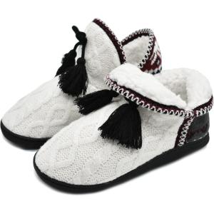 imageCOFACE WomensWoolKnitIndoorBootiesSlippersHouseShoesforWomen Memory Foam Ladies Warm Winter House Slipper Boots Anti Slip Soft Plush Fur Lining Slip On Slippers Ankle High Boots Socks Indoor