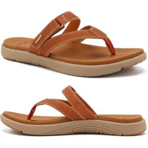 imageCOFACE Womens Fashion Orthotic Flip Flops Ladies Slip On Lightweight Athletic Yoga Mat Cushion Thong Sandals With Comfortable Plantar Fasciitis Arch SupportTan