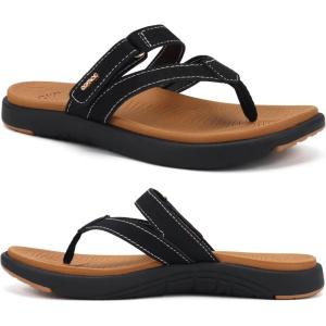 imageCOFACE Womens Fashion Orthotic Flip Flops Ladies Slip On Lightweight Athletic Yoga Mat Cushion Thong Sandals With Comfortable Plantar Fasciitis Arch SupportBlack Brown