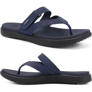 imageCOFACE Womens Fashion Orthotic Flip Flops Ladies Slip On Lightweight Athletic Yoga Mat Cushion Thong Sandals With Comfortable Plantar Fasciitis Arch SupportNavy Blue