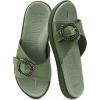 imageCOFACE Womens Dressy Orthotic Slides Lightweight Yoga Mat Thick Cushion Recovery Walking Sandals Adjustable Slip On Slippers with Comfortable Plantar Fasciitis Arch SupportGreen