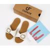 imageCOFACE Womens Dressy Orthotic Slides Lightweight Yoga Mat Thick Cushion Recovery Walking Sandals Adjustable Slip On Slippers with Comfortable Plantar Fasciitis Arch SupportWhite Brown