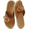 imageCOFACE Womens Dressy Orthotic Slides Lightweight Yoga Mat Thick Cushion Recovery Walking Sandals Adjustable Slip On Slippers with Comfortable Plantar Fasciitis Arch SupportKhaki