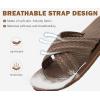 imageCOFACE Womens Orthopedic Sandals Comfortable Orthotic Soft Cushion Walking Slip On Ladies Cloud Cross Slides for Woman Size 511Brownruns Big size Down