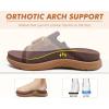 imageCOFACE Womens Orthotic Sandals Comfortable Plantar Fasciitis Arch Support Sandal Slippers Ladies Fashion Fabric Kint Slides Sandals with Lightweight Athletic Soft Cushion Footbed US Size 511Brown