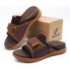 imageCOFACE Womens Orthotic Sandals Comfortable Plantar Fasciitis Arch Support Sandal Slippers Ladies Fashion Fabric Kint Slides Sandals with Lightweight Athletic Soft Cushion Footbed US Size 511Brown