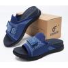 imageCOFACE Womens Orthotic Sandals Comfortable Plantar Fasciitis Arch Support Sandal Slippers Ladies Fashion Fabric Kint Slides Sandals with Lightweight Athletic Soft Cushion Footbed US Size 511Dark Blue