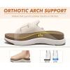 imageCOFACE Womens Orthotic Sandals Comfortable Plantar Fasciitis Arch Support Sandal Slippers Ladies Fashion Fabric Kint Slides Sandals with Lightweight Athletic Soft Cushion Footbed US Size 511Beige