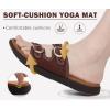 imageCOFACE Womens Orthotic Slides Comfort Plantar Fasciitis Arch Support Slip on Flat Sandals Ladies Soft Cushion Fashion Yoga Mat Slippers With Adjustable StrapsBrown