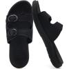 imageCOFACE Womens Orthotic Slides Comfort Plantar Fasciitis Arch Support Slip on Flat Sandals Ladies Soft Cushion Fashion Yoga Mat Slippers With Adjustable StrapsAllblack