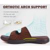 imageCOFACE Womens Orthotic Slides Comfort Plantar Fasciitis Arch Support Slip on Flat Sandals Ladies Soft Cushion Fashion Yoga Mat Slippers With Adjustable StrapsDeep Brown