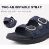 imageCOFACE Womens Orthotic Slides Comfort Plantar Fasciitis Arch Support Slip on Flat Sandals Ladies Soft Cushion Fashion Yoga Mat Slippers With Adjustable StrapsNavy Blue