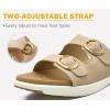imageCOFACE Womens Orthotic Slides Comfort Plantar Fasciitis Arch Support Slip on Flat Sandals Ladies Soft Cushion Fashion Yoga Mat Slippers With Adjustable StrapsBeige