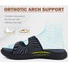 imageCOFACE Womens Orthotic Slides Comfort Plantar Fasciitis Arch Support Slip on Flat Sandals Ladies Soft Cushion Fashion Yoga Mat Slippers With Adjustable StrapsJet Black