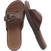 imageCOFACE Womens Dressy Orthotic Slides Lightweight Yoga Mat Thick Cushion Recovery Walking Sandals Adjustable Slip On Slippers with Comfortable Plantar Fasciitis Arch SupportBrown