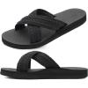 imageCOFACE Womens Orthopedic Sandals Comfortable Orthotic Soft Cushion Recovery Plantar Fasciitis Walking Slip On Ladies Cloud Cross Slides for Woman Size 511Black