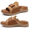 imageCOFACE Womens Orthotic Sandals Comfortable Plantar Fasciitis Arch Support Sandal Slippers Ladies Fashion Fabric Kint Slides Sandals with Lightweight Athletic Soft Cushion Footbed US Size 511Khaki