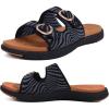 imageCOFACE Womens Orthotic Slides Comfort Plantar Fasciitis Arch Support Slip on Flat Sandals Ladies Soft Cushion Fashion Yoga Mat Slippers With Adjustable StrapsBlack Tan