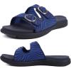 imageCOFACE Womens Orthotic Slides Comfort Plantar Fasciitis Arch Support Slip on Flat Sandals Ladies Soft Cushion Fashion Yoga Mat Slippers With Adjustable StrapsDeep Blue