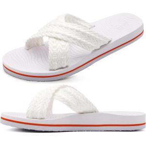 imageCOFACE Womens Orthopedic Sandals Comfortable Orthotic Soft Cushion Walking Slip On Ladies Cloud Cross Slides for Woman Size 511Whiteruns Big size Down