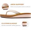 imageCOFACE Flip Flops for Women With Comfortable Arch Support Ladies Fashion Platform Thong Sandals Soft Yoga Mat Sole For BeachIndoor OutdoorBeige Khaki