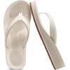 imageCOFACE Flip Flops for Women With Comfortable Arch Support Ladies Fashion Platform Thong Sandals Soft Yoga Mat Sole For BeachIndoor OutdoorBeige White