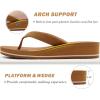 imageCOFACE Flip Flops for Women With Comfortable Arch Support Ladies Fashion Platform Thong Sandals Soft Yoga Mat Sole For BeachIndoor OutdoorKhaki