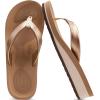 imageCOFACE Flip Flops for Women With Comfortable Arch Support Ladies Fashion Platform Thong Sandals Soft Yoga Mat Sole For BeachIndoor OutdoorKhaki Gold