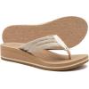 imageCOFACE Womens Flip Flops with Arch Support Ladies Fashion Lightweight Wedge Flip Flops Comfortable Yoga Mat Sole Summer Platform Thong SandalsBeige