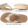 imageCOFACE Womens Flip Flops with Arch Support Ladies Fashion Lightweight Wedge Flip Flops Comfortable Yoga Mat Sole Summer Platform Thong SandalsBeige