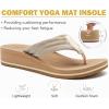 imageCOFACE Womens Flip Flops with Arch Support Ladies Fashion Lightweight Wedge Flip Flops Comfortable Yoga Mat Sole Summer Platform Thong SandalsBeige